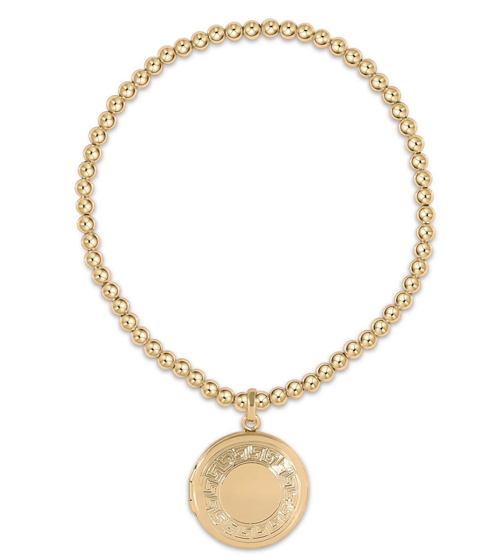 Enewton Classic Gold 3MM Bead Bracelet Cherish Small Gold Locket