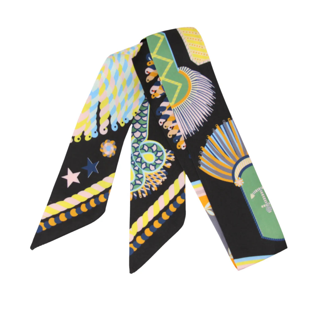 Festive Rainbow Parade Skinny Silk Scarf Twilly
