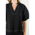 THML Puff Sleeve Solid V-Neck Top