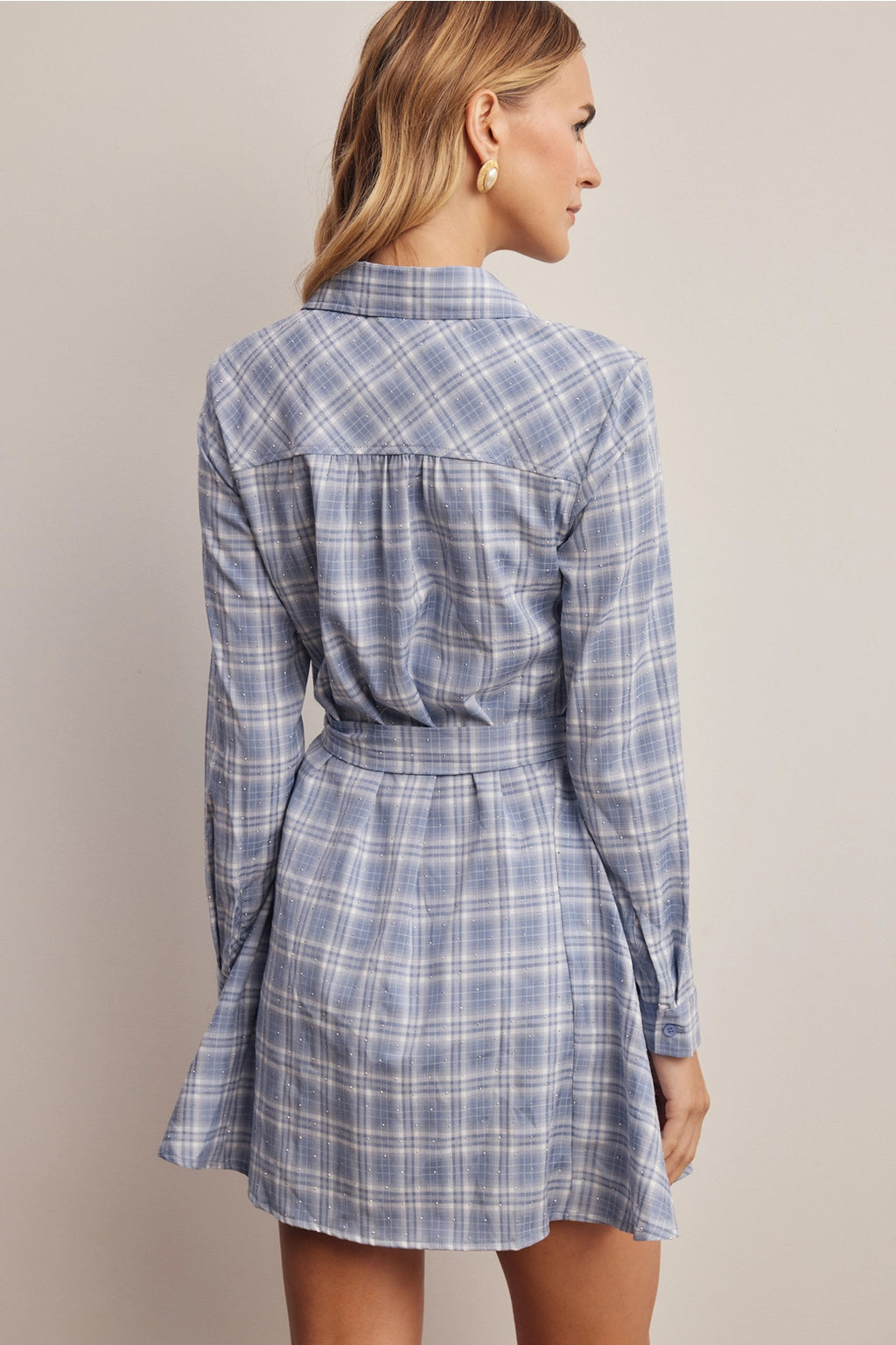 Hotfix Plaid Shirt Mini Dress