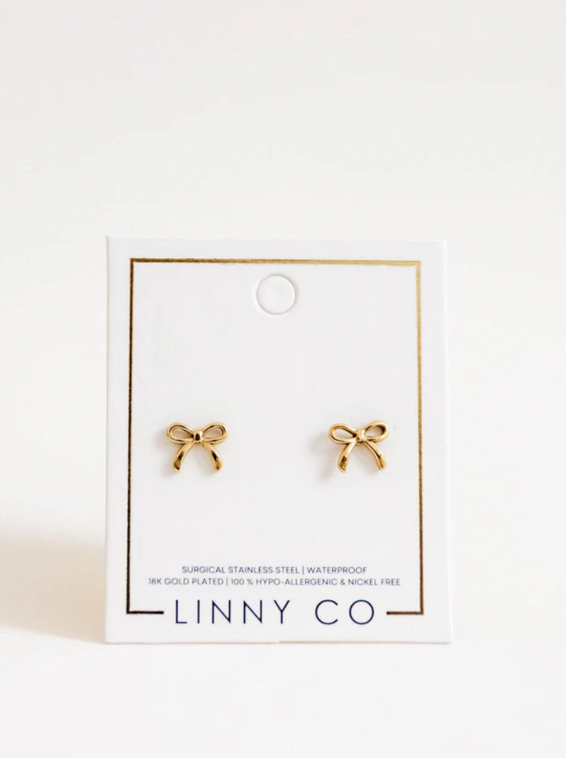Linny & Co Screwback Stud Earring Sadie Bow Gold