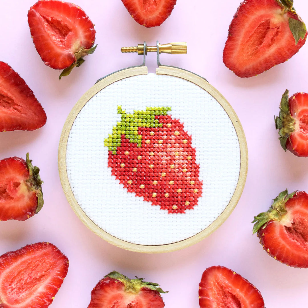 The Stranded Stitch Cross Mini Stitch Kit Strawberry