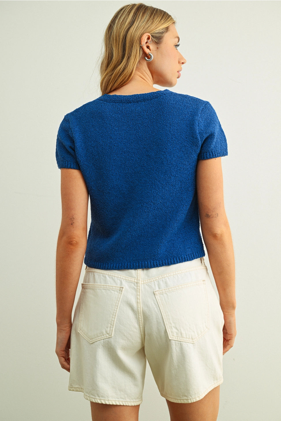 Miou Muse Cap Sleeve Button Down Top