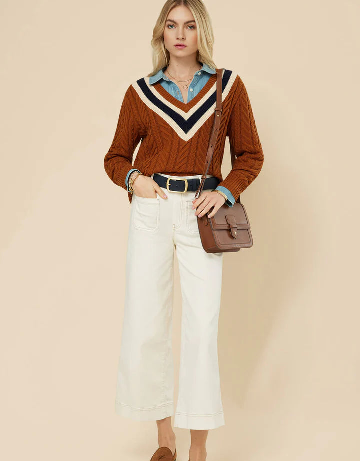 Spartina Lorna Nutmeg Varsity Sweater