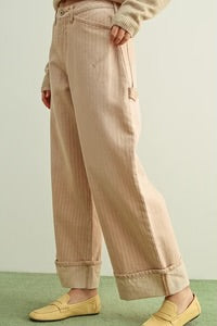 Miou Muse Striped Mauve Cuffed Hem Pants