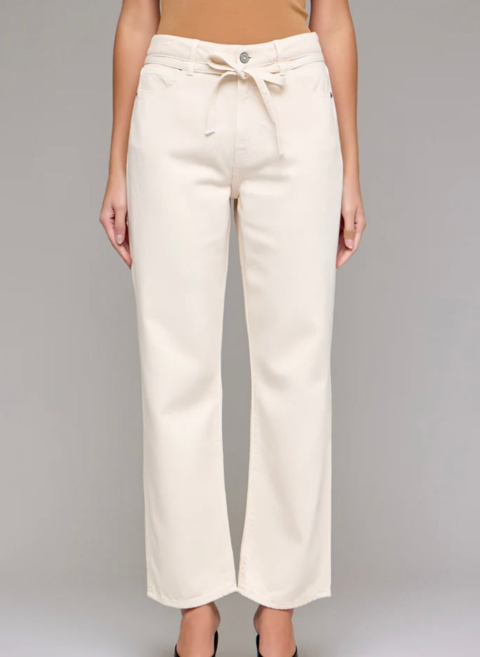 Hidden Ella High Rise Wide Straight Jean Ecru