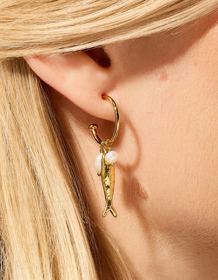 Spartina 449 SP Sardines Convertible Hoop Earrings Gold