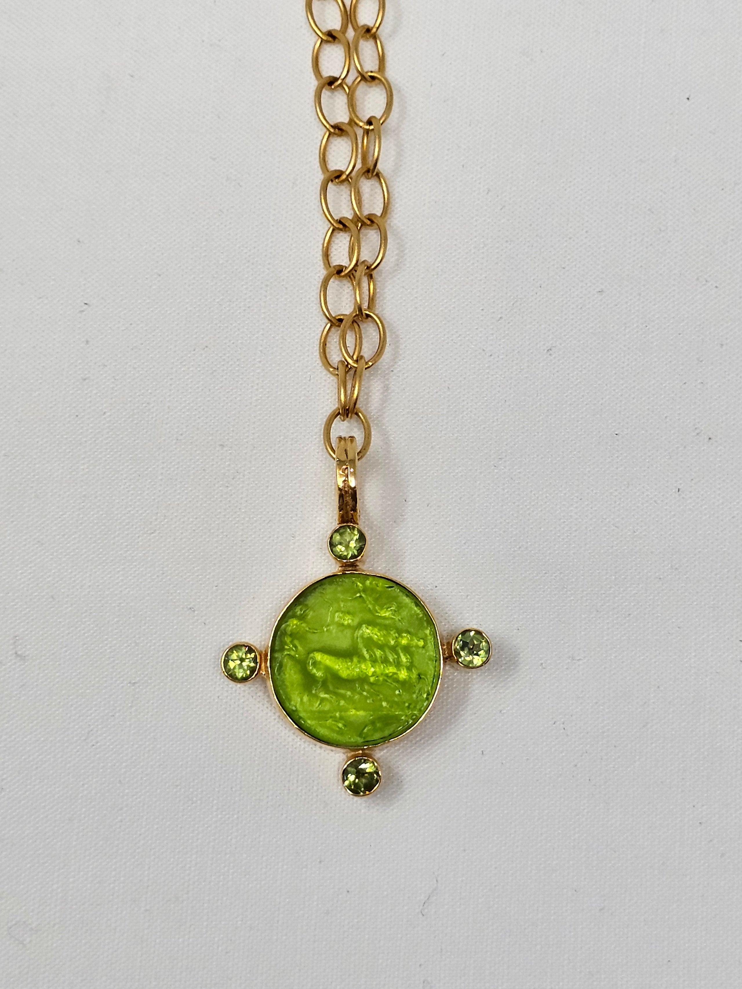 Dina Mackney Peridoit & Nike Intaglio with Chain