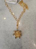 Dina Mackney Griffin Coin Charm Necklace with Blue Topaz Accents