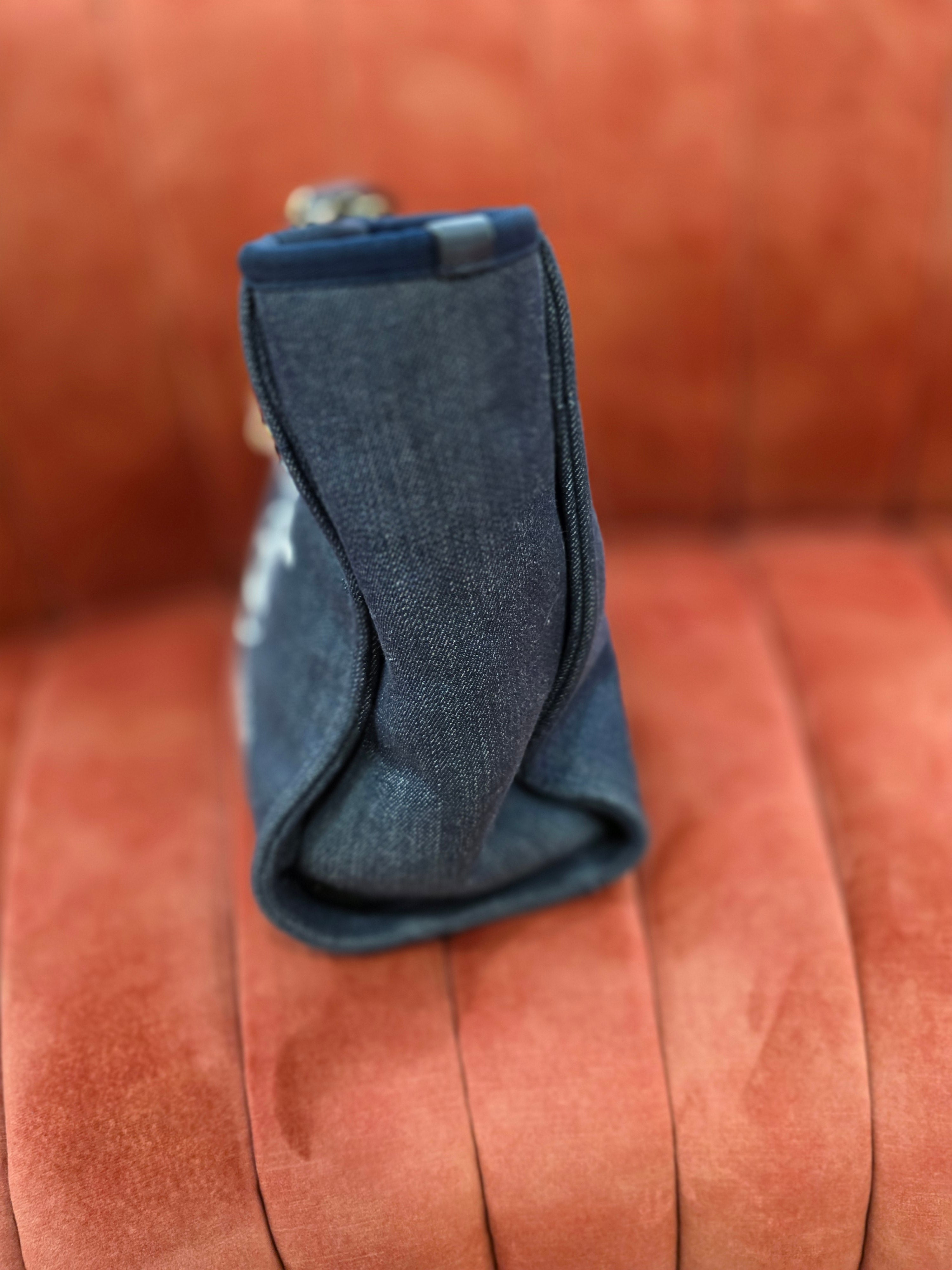 Chanel Deauville Chain Tote Blue Denim