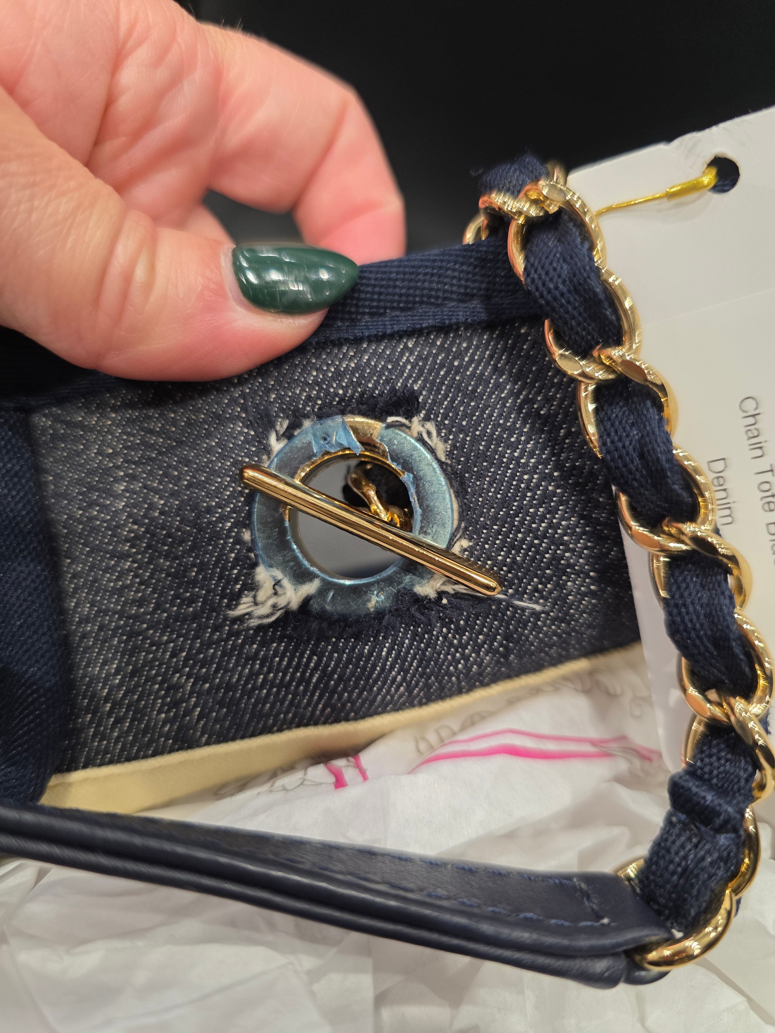 Chanel Deauville Chain Tote Blue Denim
