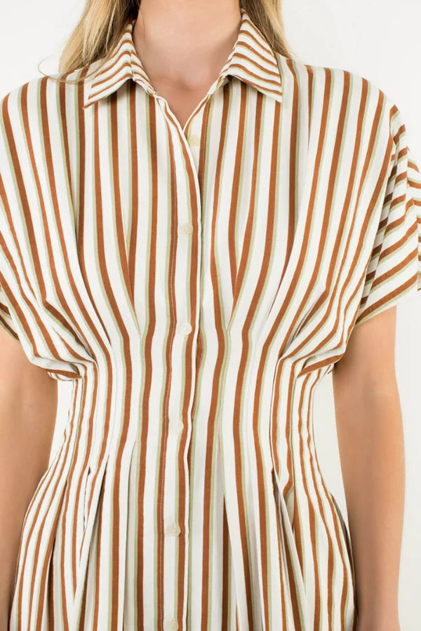 THML Stripe Button Down Maxi dress