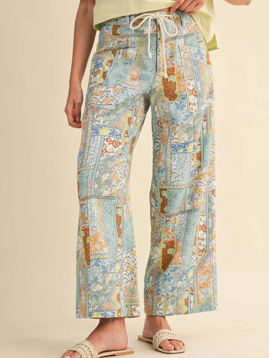 &Merci Patchwork Twill Print Pants