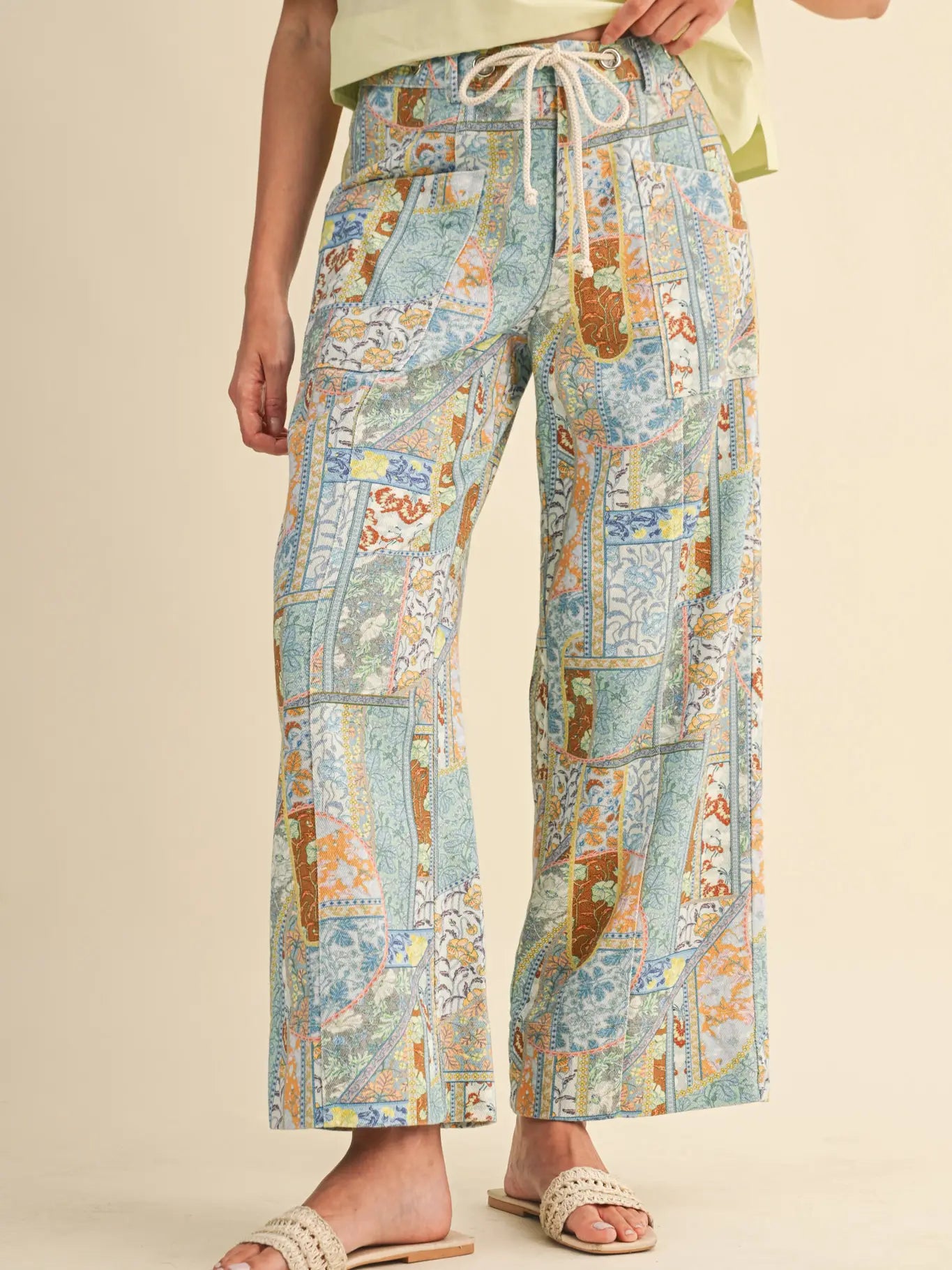 &Merci Patchwork Twill Print Pants