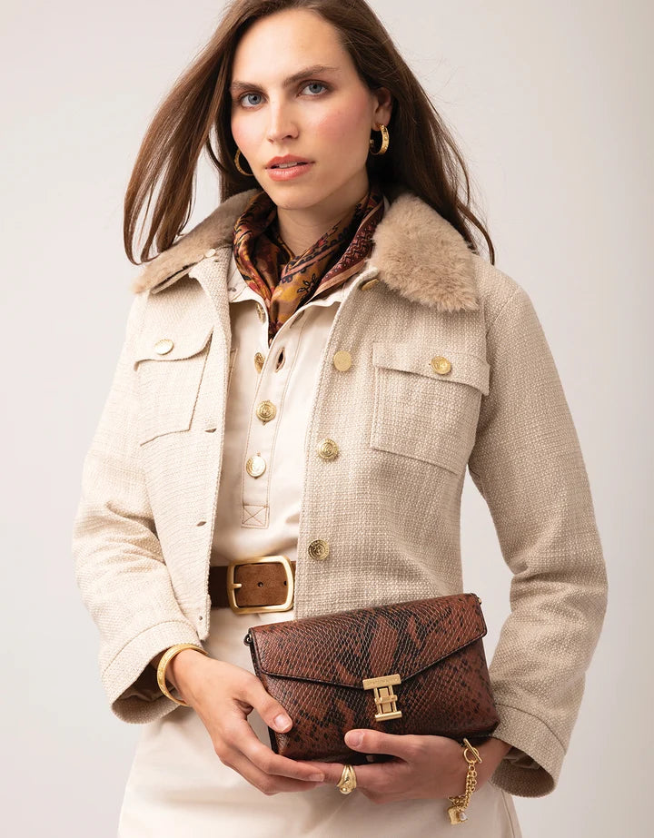Spartina 449 Siren Victoria Leather Crossbody Brown Python