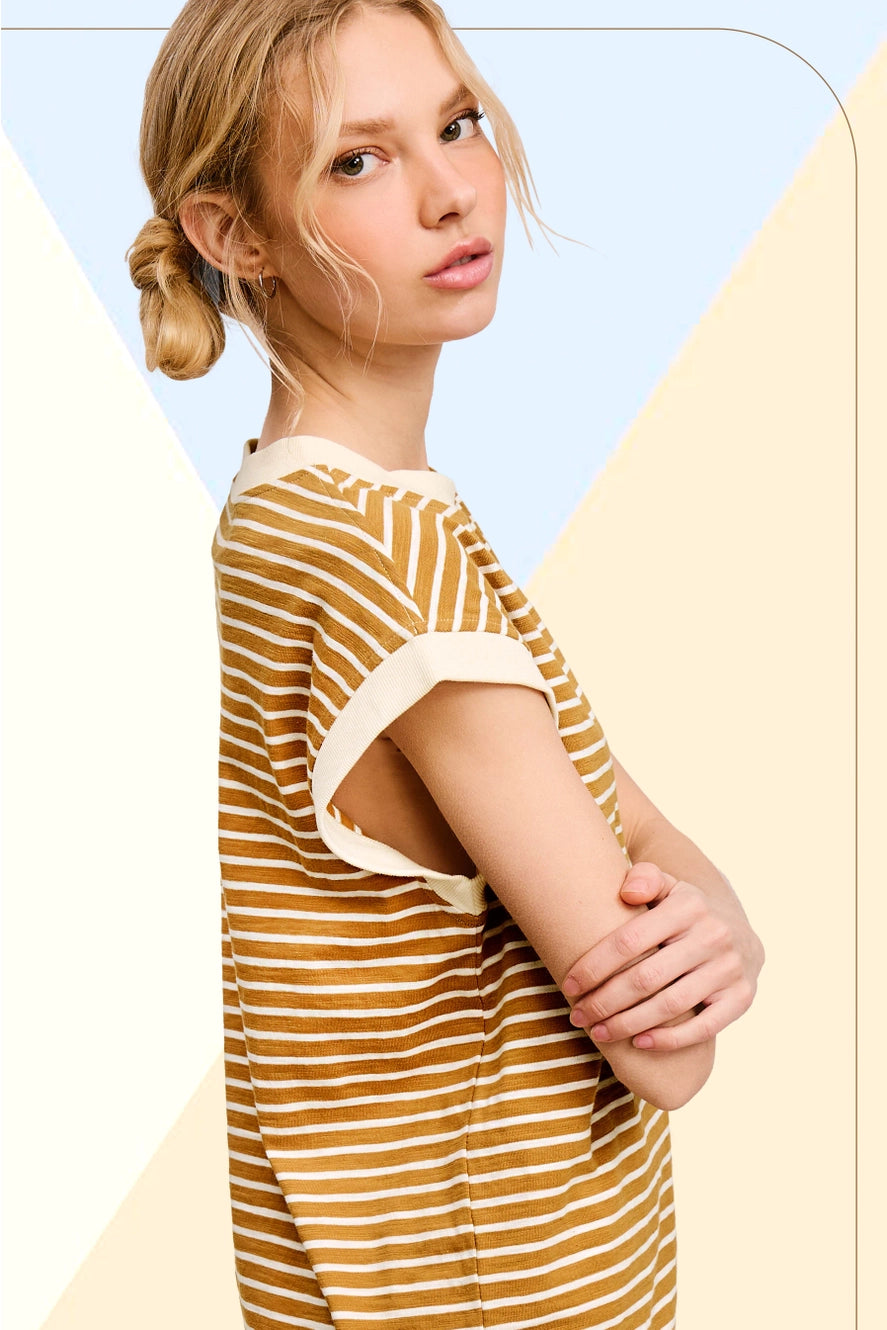 Nautical Cap Sleeve Striped Top