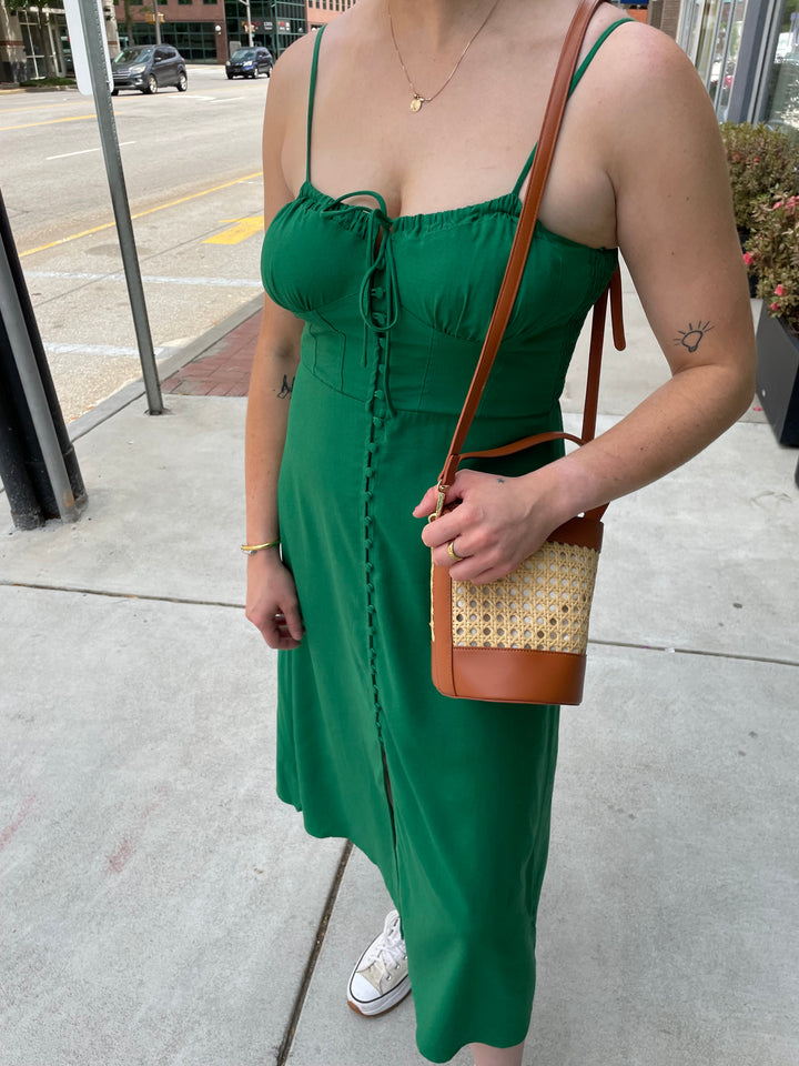 Dress Forum Green Button Down Midi Dress