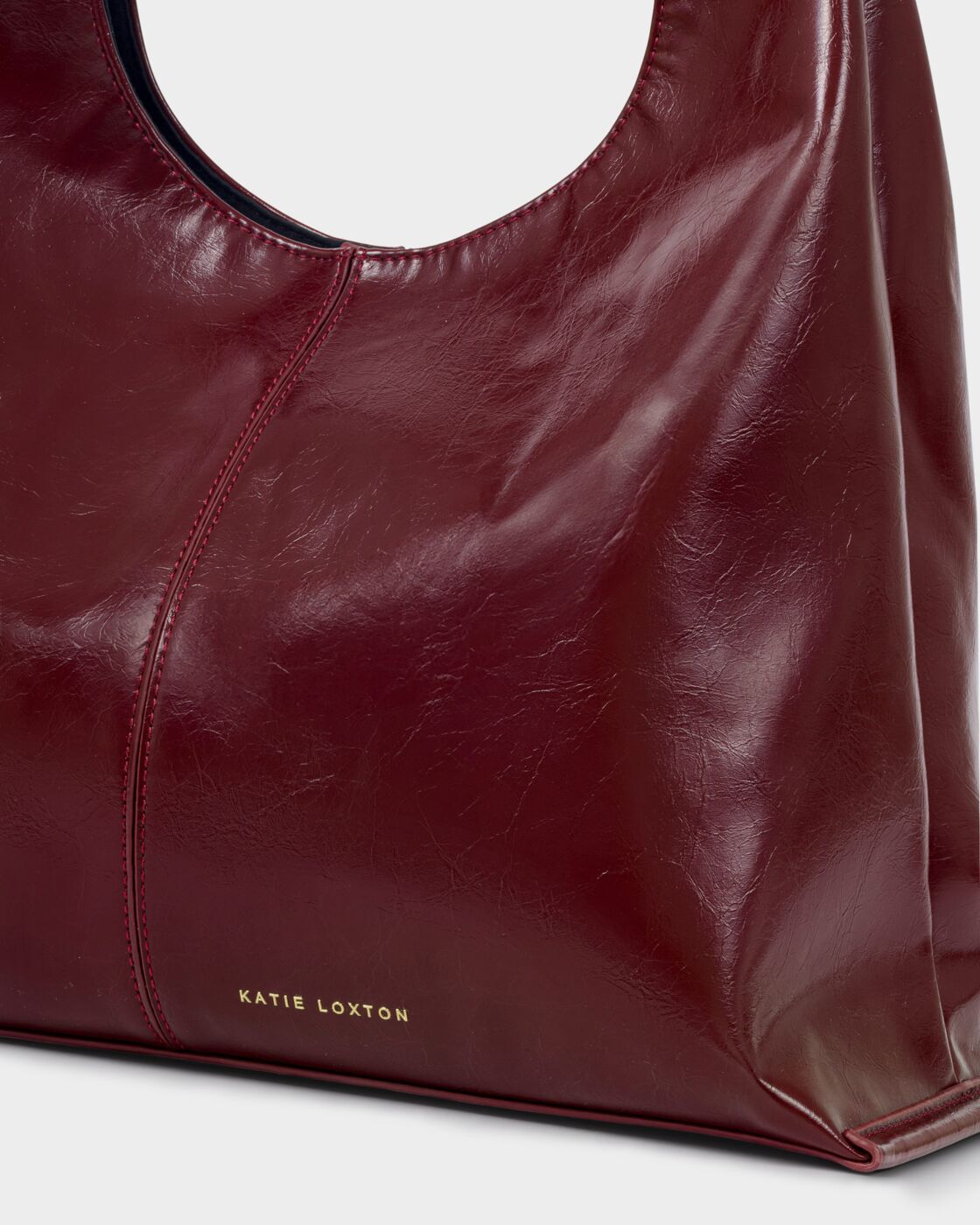 Katie Loxton Laila Patent Crackle Slouch Shoulder Bag Cherry