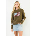 THML Olive American Flag Sweater