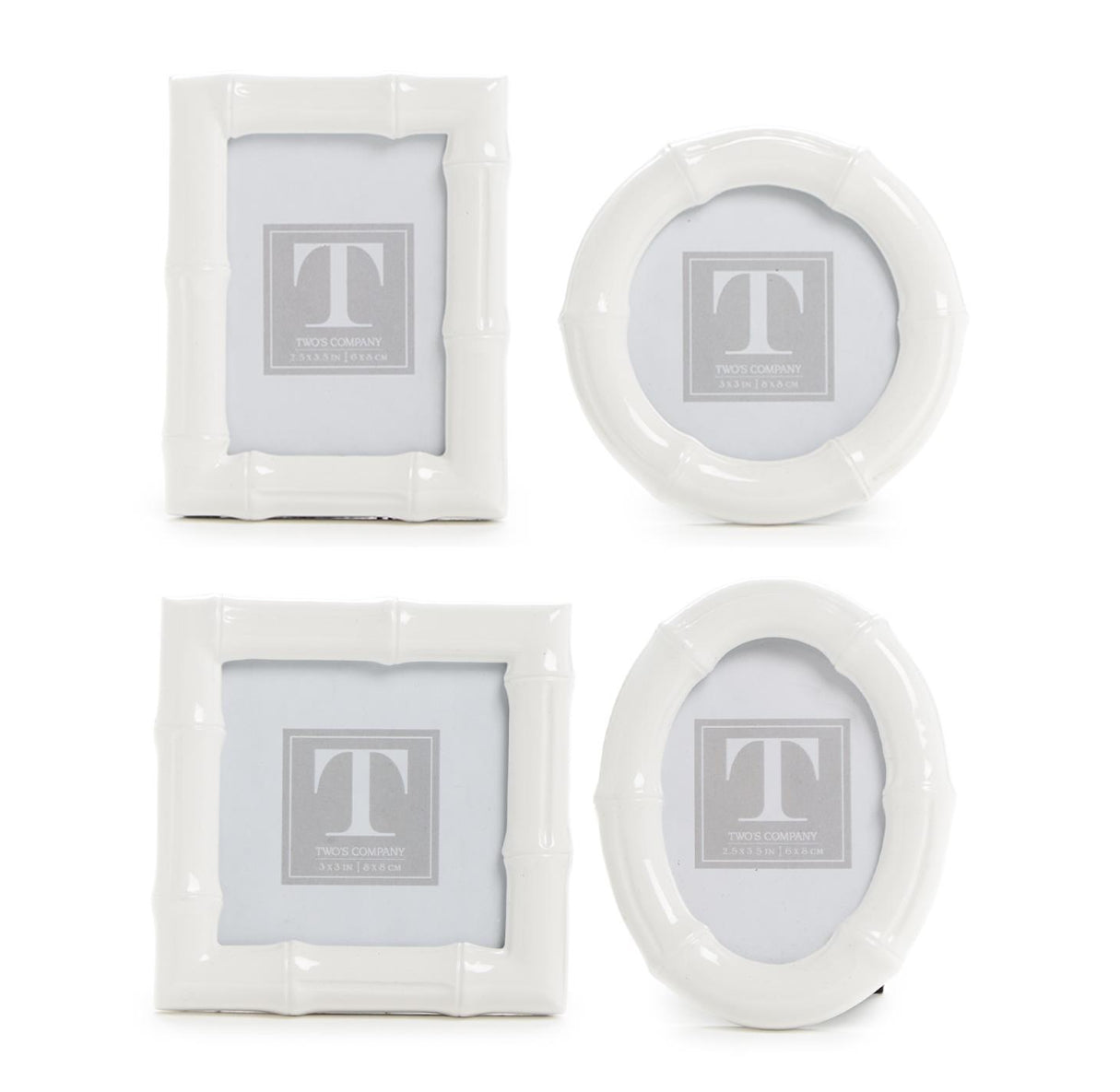 Twos Company White Gloss Faux Bamboo Frames Set Of Four - Thumbnail 2