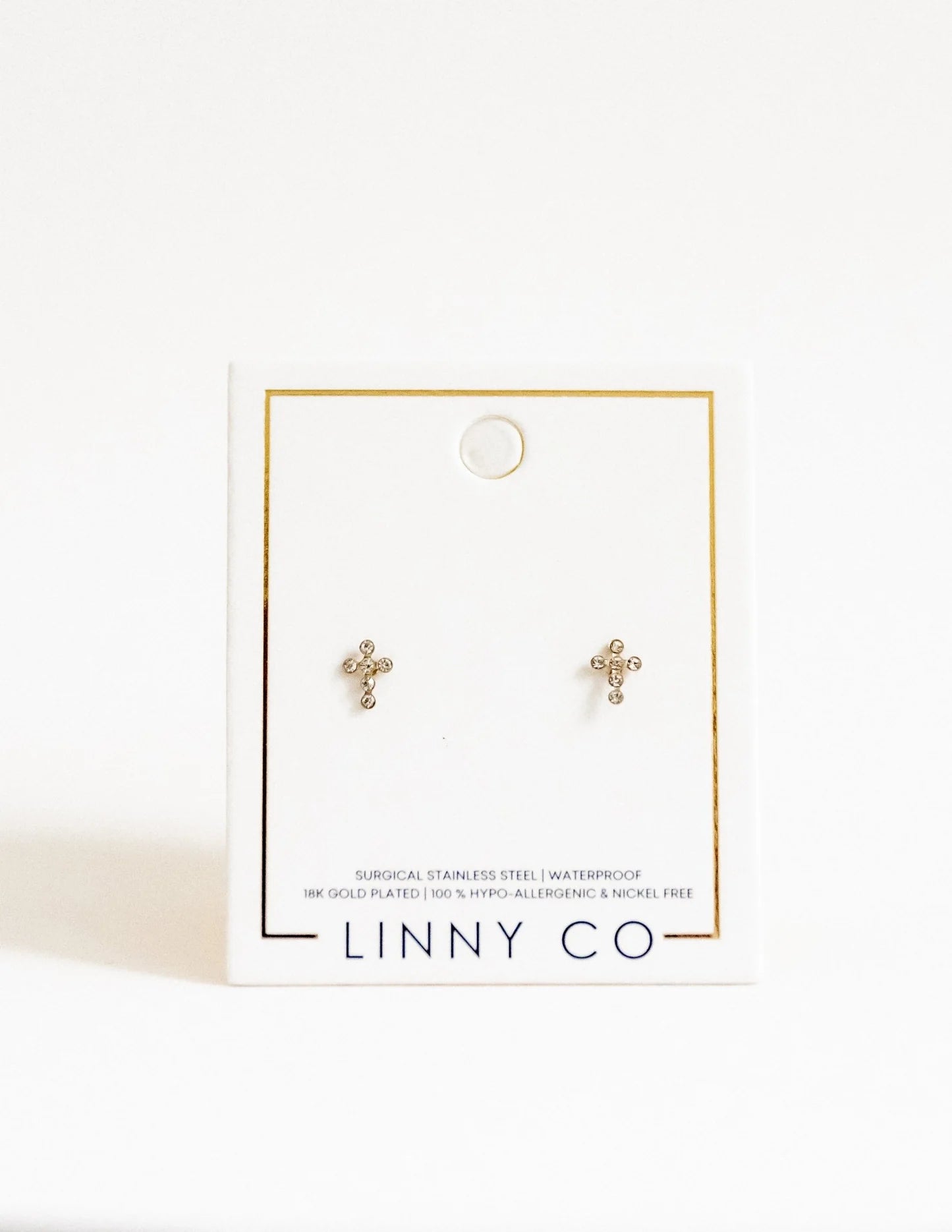 Linny & Co Screwback Stud Earring Clara Cross Gold