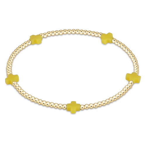 Enewton Signature Cross Small Gold Pattern 2MM Bead Bracelet