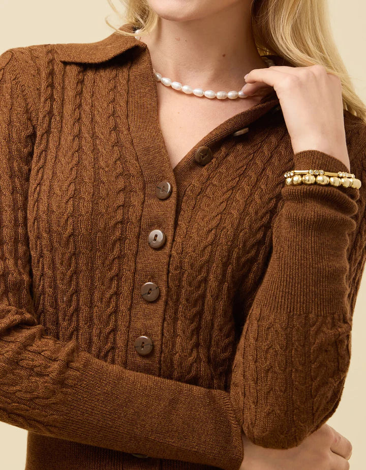 Spartina Dark Toffee Toni Cardigan