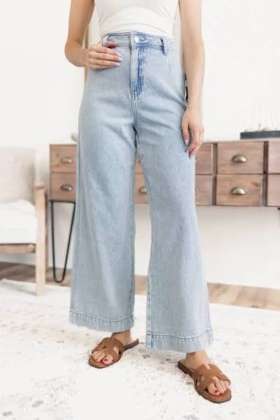 Miou Muse Washed Denim Crop Pants