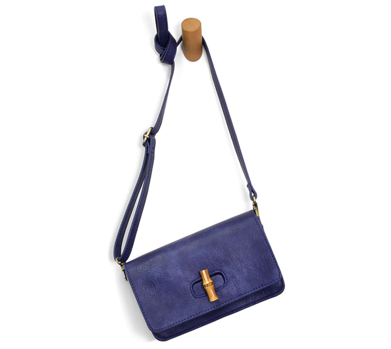 Susan Joy Black Bonnie Mini Organizer Bamboo Turnlock Crossbody