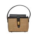 Genuine Italian Leather & Rattan Handle Bag With Twilly