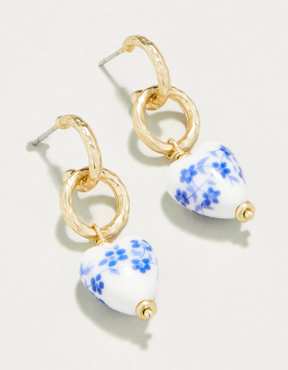 Spartina Ceramic Heart Earrings Blue 18KT Gold Plated