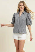 Pinch Floral Gingham Puff Sleeve Top