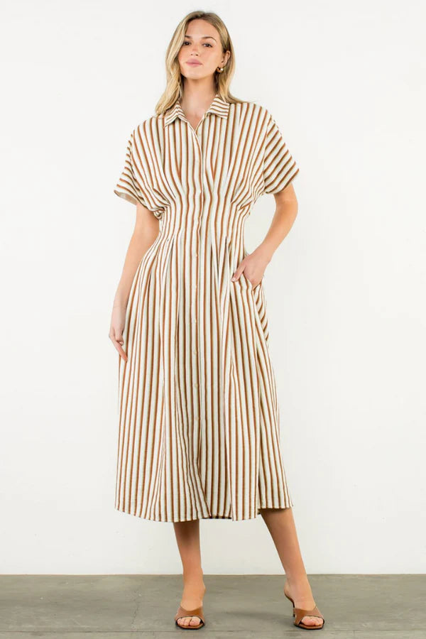THML Stripe Button Down Maxi dress