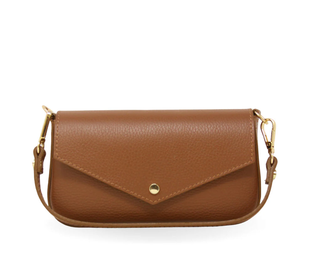 Genuine Italian Leather Handle Envelope Bag With Twilly