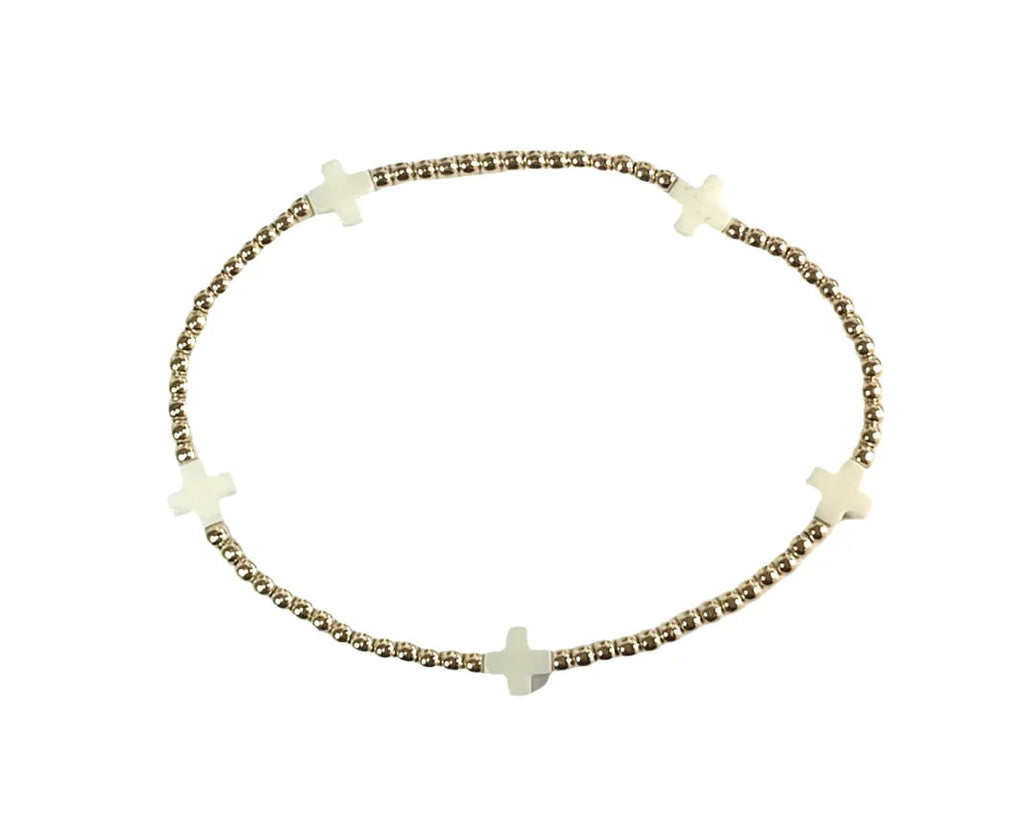 Enewton Gold Bead Bracelet White Cross