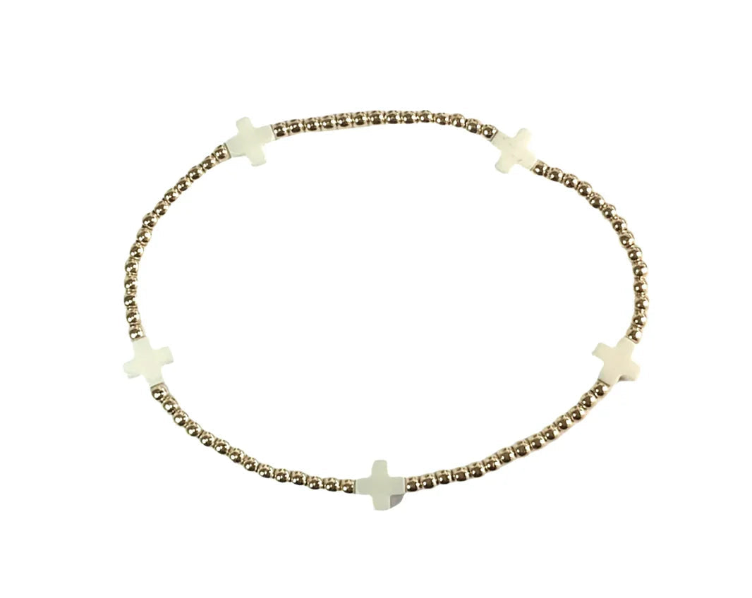 Enewton Gold Bead Bracelet White Cross
