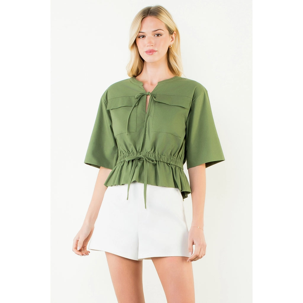 THML Olive Tie Top