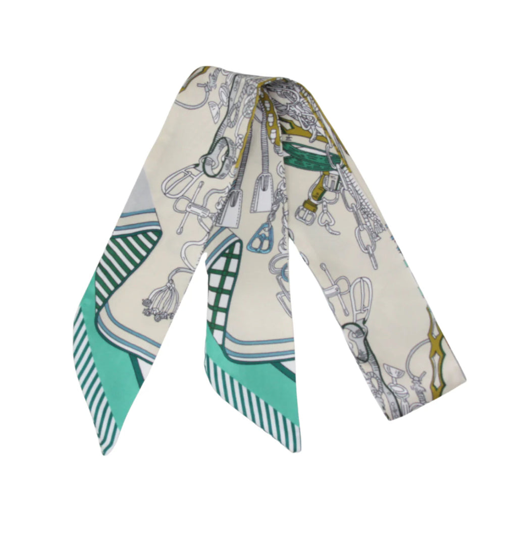 Lock & Chain Elegance Skinny Silk Scarf