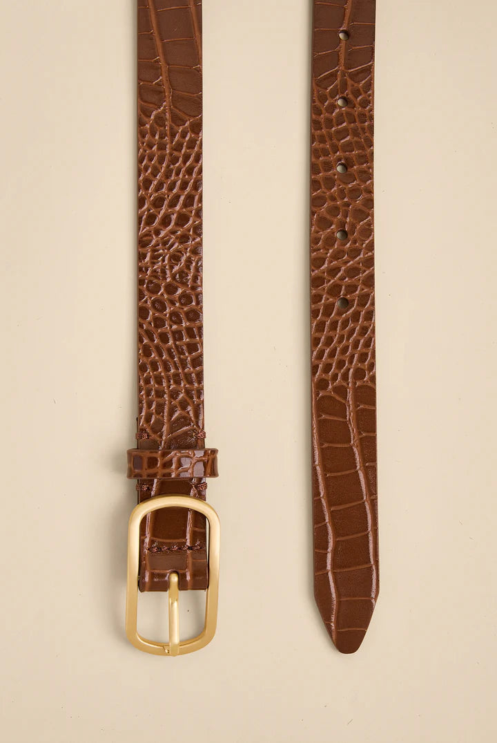 Spartina Siren Thin Brown Croc Belt