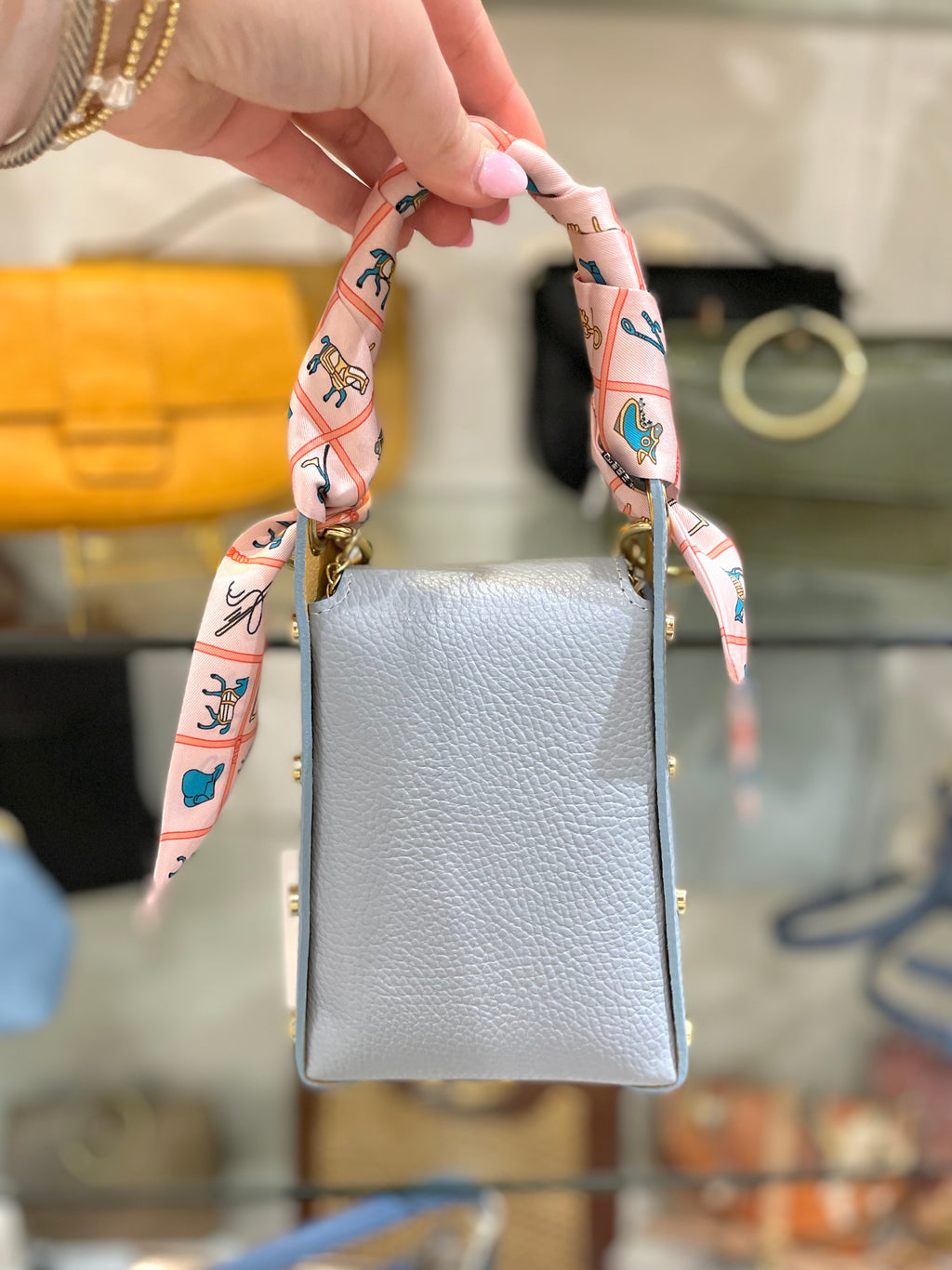 Genuine Italian Leather Butterfly Clutch/Crossbody With Twilly