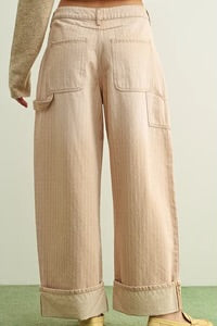 Miou Muse Striped Mauve Cuffed Hem Pants