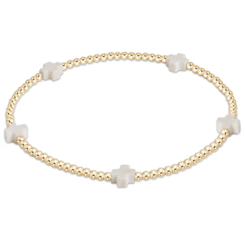 Enewton Signature Cross Small Gold Pattern 2MM Bead Bracelet