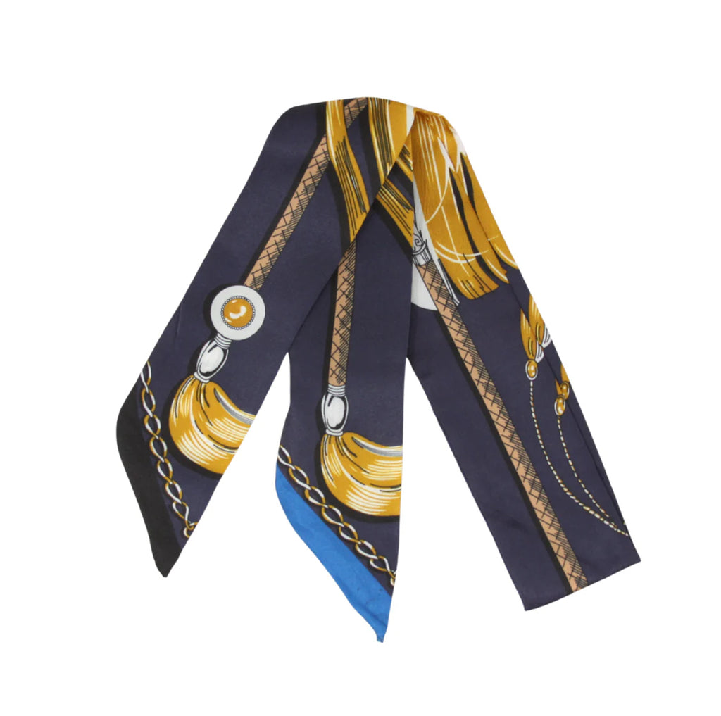 Horse Tack Inspired Skinny Silk Scarf Twilly