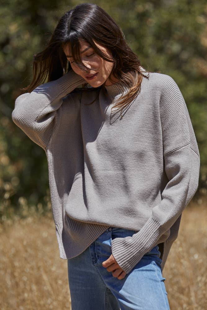 Knit Long Sleeve High Neck Chunky Oversized Sweater