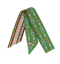 Spiraling Equestrian Motif Printed Skinny Silk Scarf Twilly