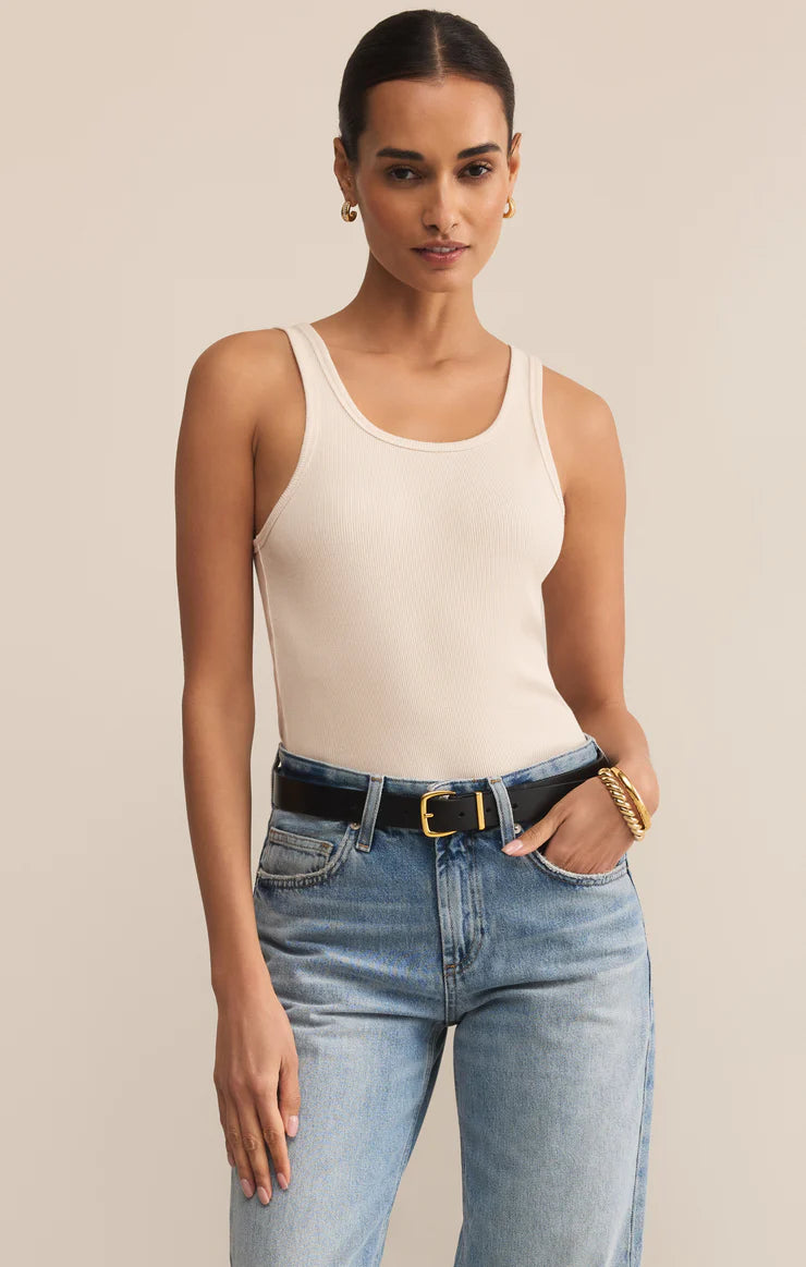 Z Supply Classic Scoop Ribbed Tank Crystal