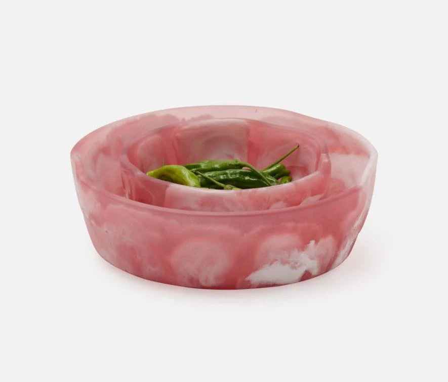 Blue Pheasant Beatrix Pink Swirled Resin Serving Bowl Set Of 2