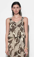 Greylin Jasmine Ruched Peplum Top Ecru/Brown