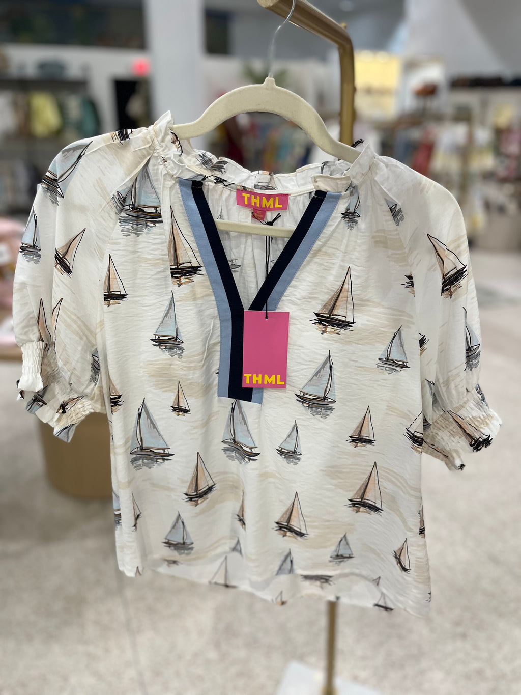 THML Short Sleeve Striped Boat Top