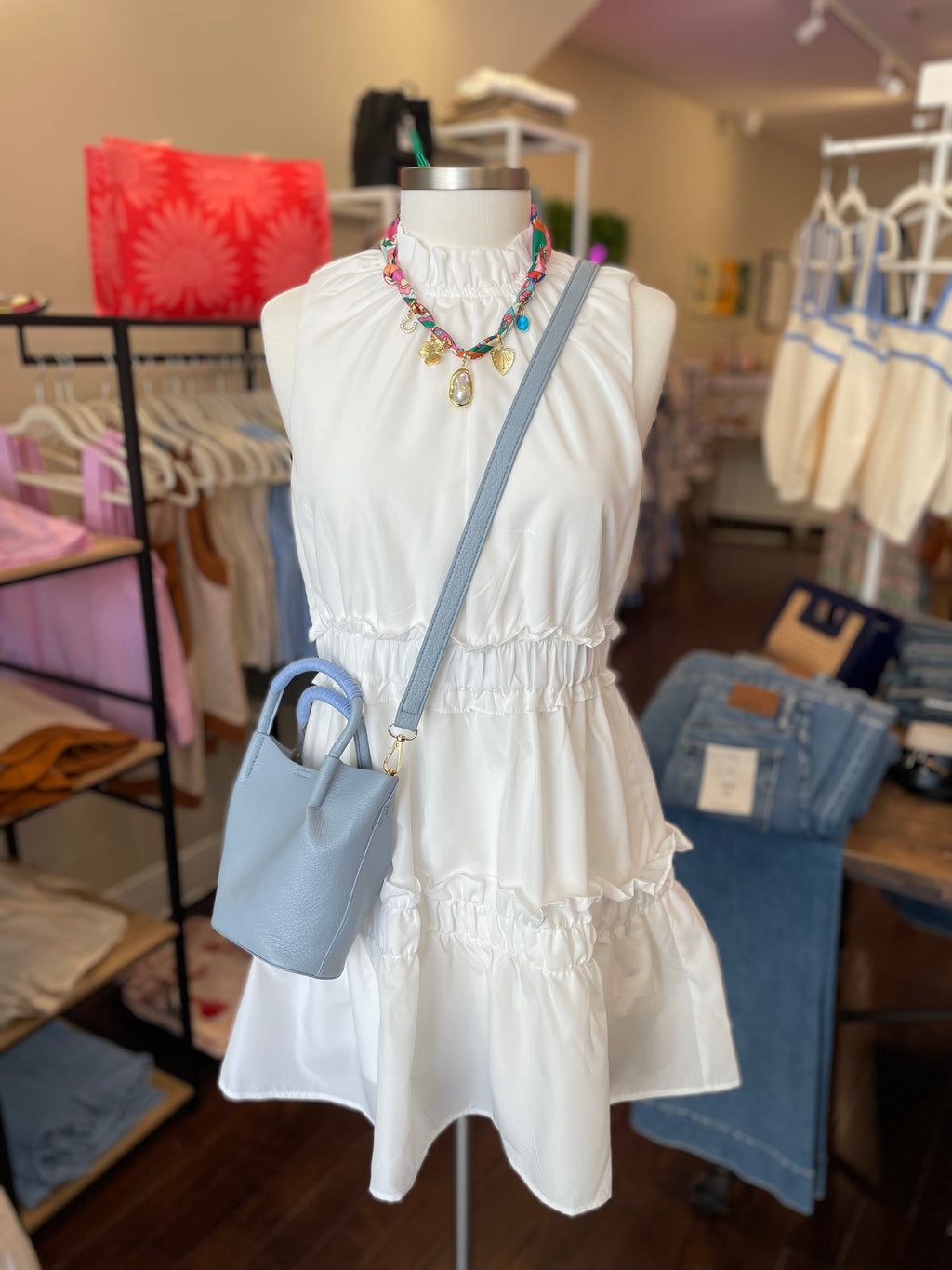 TCEC White Ruffle Mini Dress